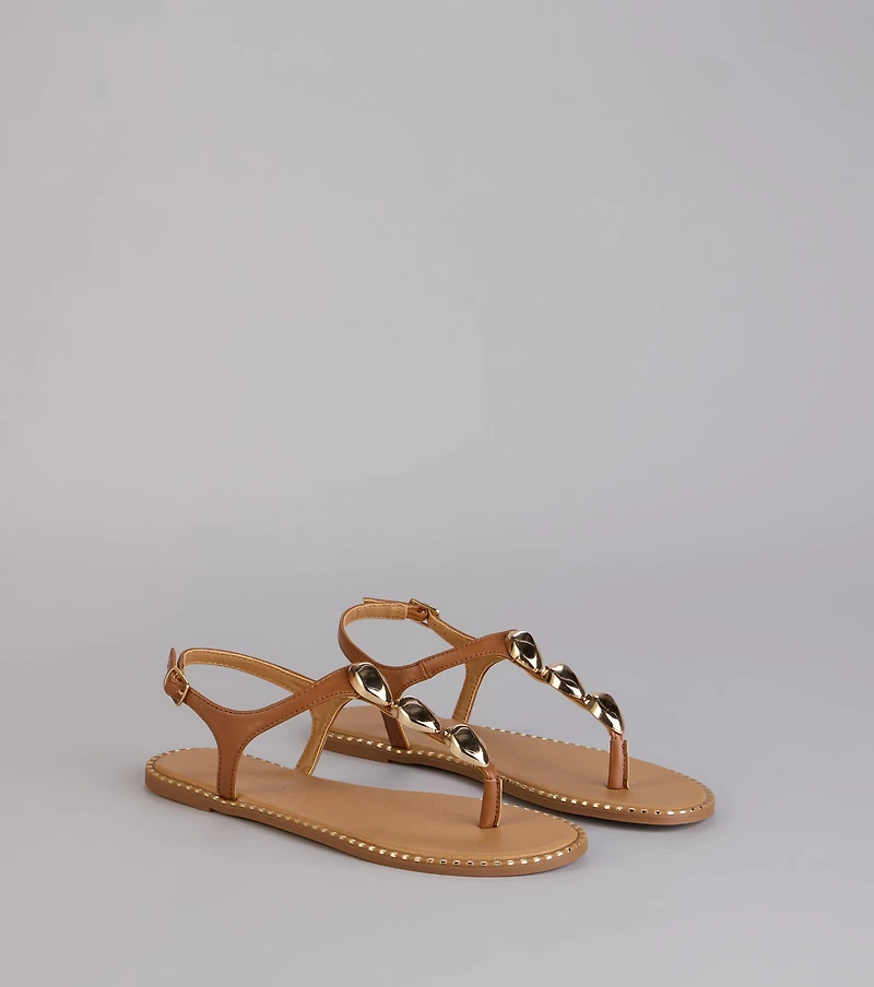 Easy Elegance Stone Beaded Thong Flat Sandals