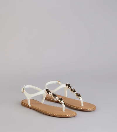 Easy Elegance Stone Beaded Thong Flat Sandals