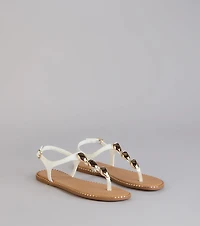 Easy Elegance Stone Beaded Thong Flat Sandals