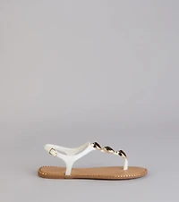 Easy Elegance Stone Beaded Thong Flat Sandals