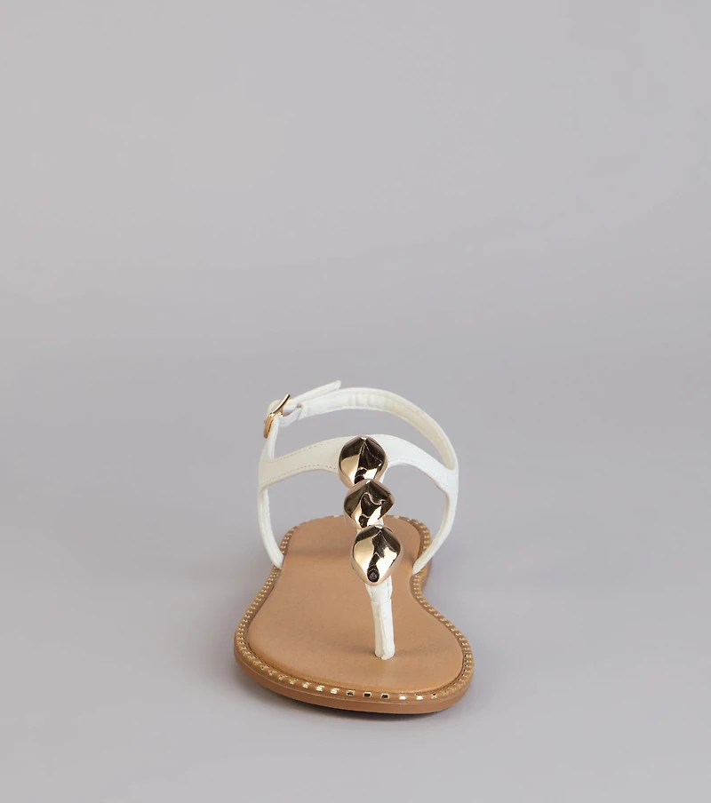 Easy Elegance Stone Beaded Thong Flat Sandals