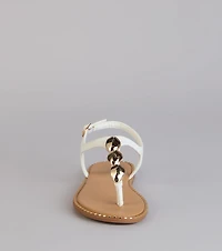 Easy Elegance Stone Beaded Thong Flat Sandals