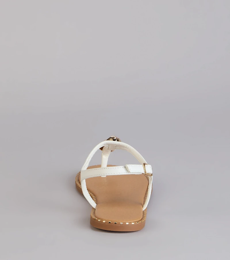 Easy Elegance Stone Beaded Thong Flat Sandals