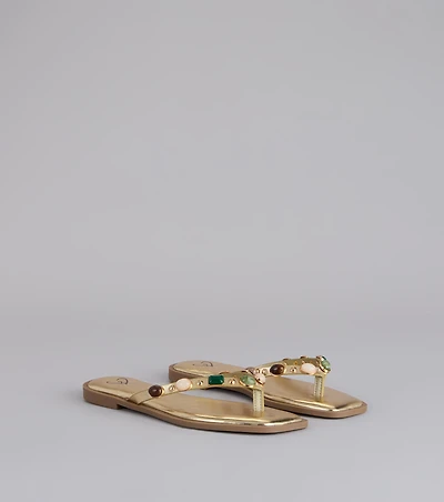 Sunlit Shine Stone Thong Sandals
