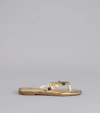 Sunlit Shine Stone Thong Sandals