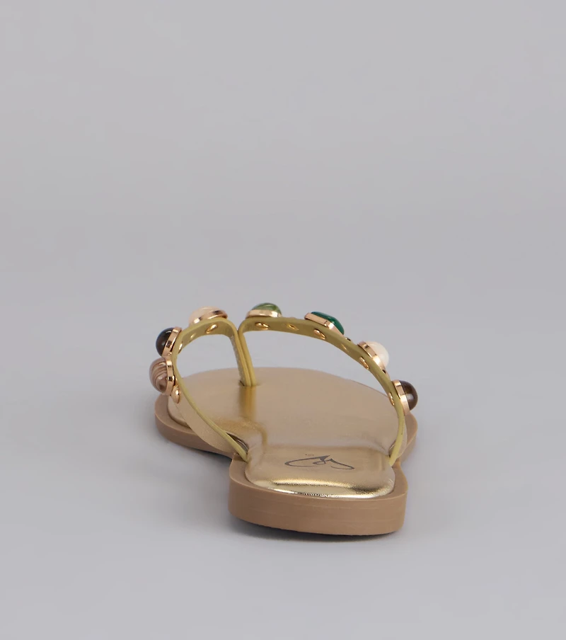 Sunlit Shine Stone Thong Sandals