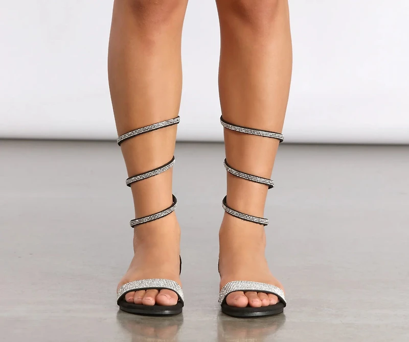 Wrapped Rhinestones Wrap Sandals
