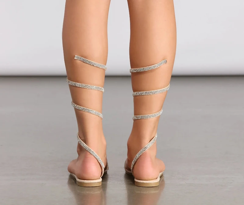 Wrapped Rhinestones Wrap Sandals