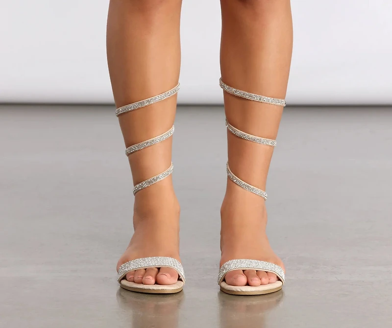 Wrapped Rhinestones Wrap Sandals