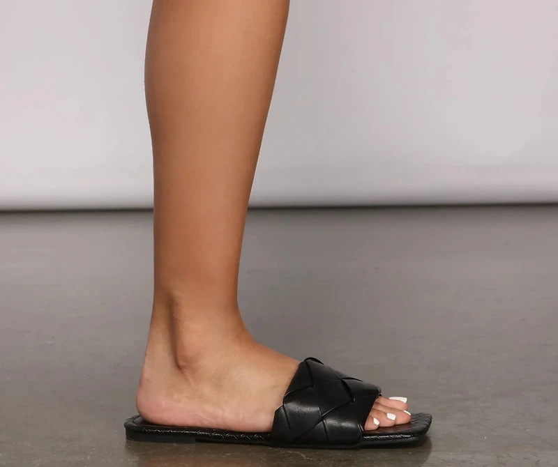 Faux Leather Basket Weave Sandals