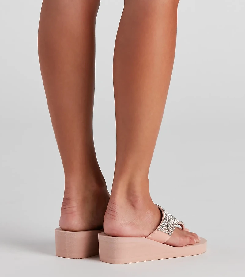 Standout Glam Thong Wedge Sandals