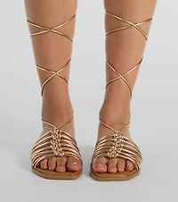 Cute Trek Strappy Lace-Up Flat Sandals