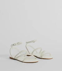 Stunning Artistry Crystal Faux Pearl Strappy Sandals
