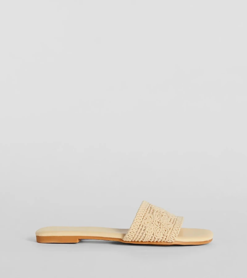 Fun Vibes Floral Straw Flat Sandals