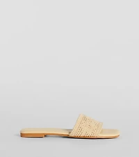 Fun Vibes Floral Straw Flat Sandals