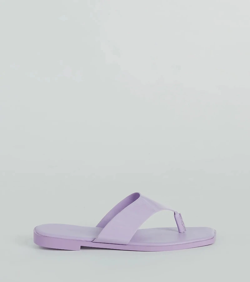 Cute Trendsetter Thong Strap Faux Leather Sandals