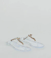Glam Up Gemstone Strap Jelly Sandals