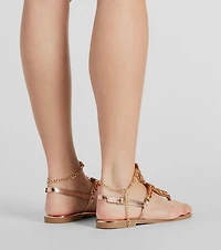 Glam Perfection Rhinestone Butterfly Metallic Sandals