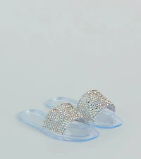 Slip Into Luxury Rhinestone Flat Jelly Sandals