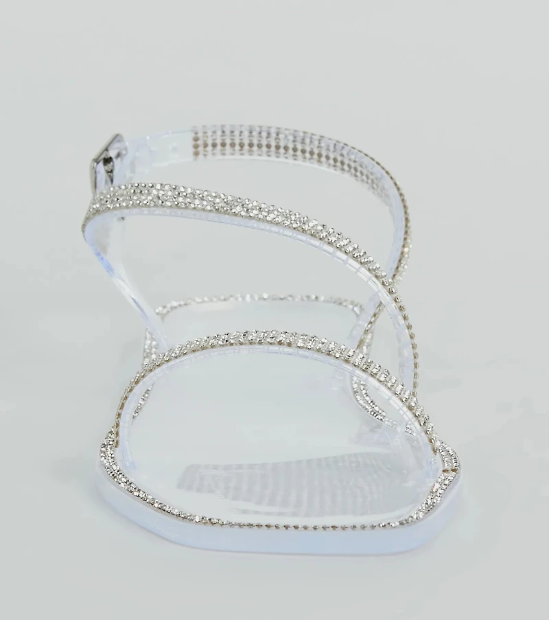 Glowing Up Rhinestone Flat Jelly Sandals