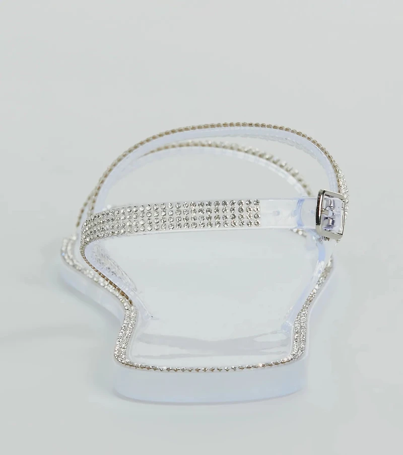 Glowing Up Rhinestone Flat Jelly Sandals