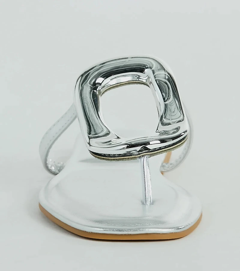 Minimalistic Elegance Square Ring Flat Sandals