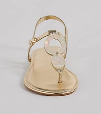 Beachy-Chic Shell Thong Strap Sandals