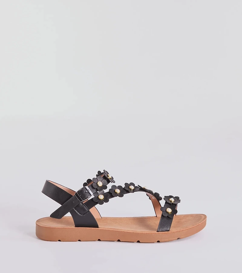 Floral Cutie Strappy Faux Leather Sandals