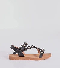 Floral Cutie Strappy Faux Leather Sandals