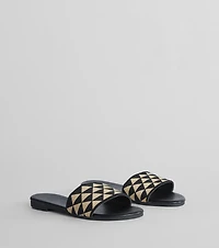 Points Of Interest Triangle Print Strap Flat Sandals