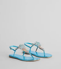 Sea Me Now Rhinestone Starfish Flat Sandals