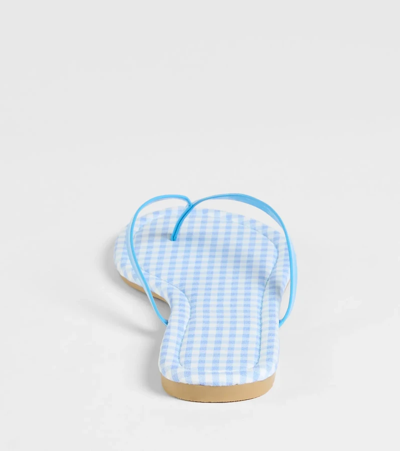 Cutie Vibe Gingham Print Thong Strap Sandals