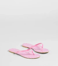 Cutie Vibe Gingham Print Thong Strap Sandals