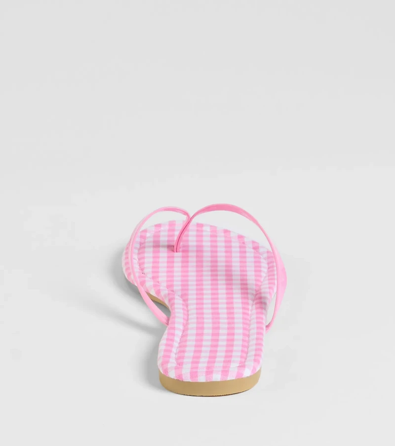 Cutie Vibe Gingham Print Thong Strap Sandals