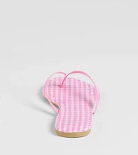 Cutie Vibe Gingham Print Thong Strap Sandals