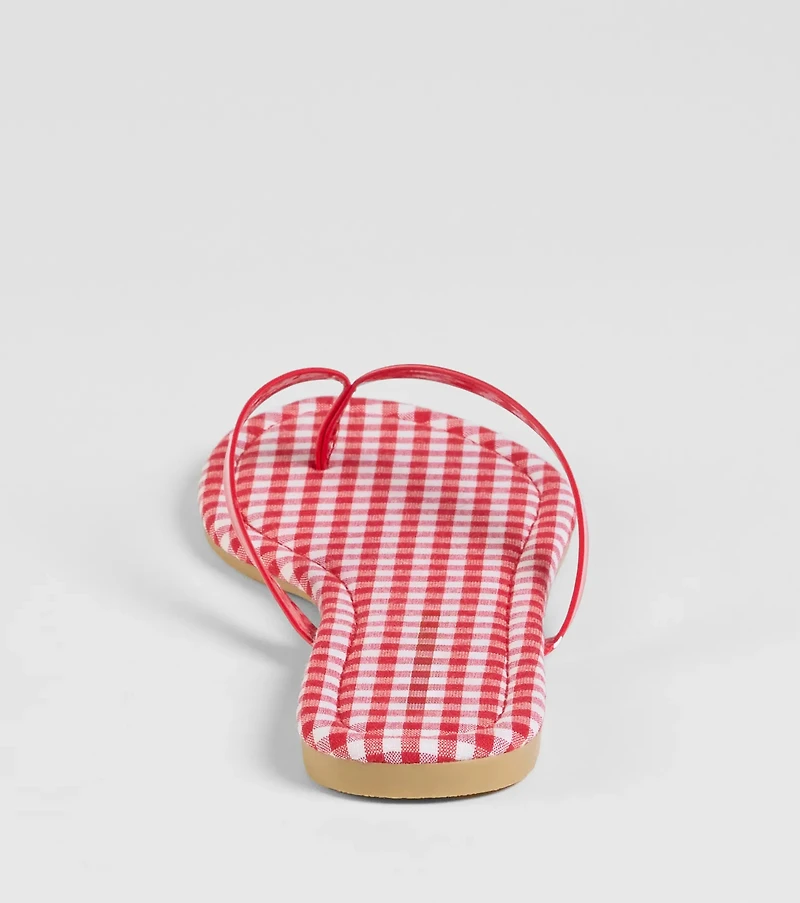 Cutie Vibe Gingham Print Thong Strap Sandals