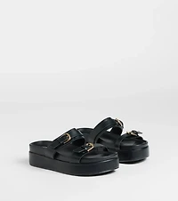 On A New Level Buckle Strappy Platform Sandals