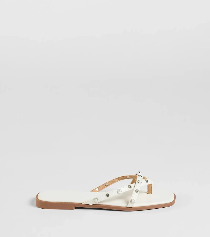 Stylishly Glam Strappy Rhinestone Pearl Sandals
