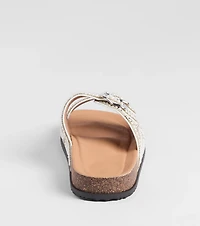 Pretty Glam Rhinestone Pearl Buckle Slide Sandals