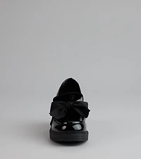Gloss And Bow Block Heel Loafers