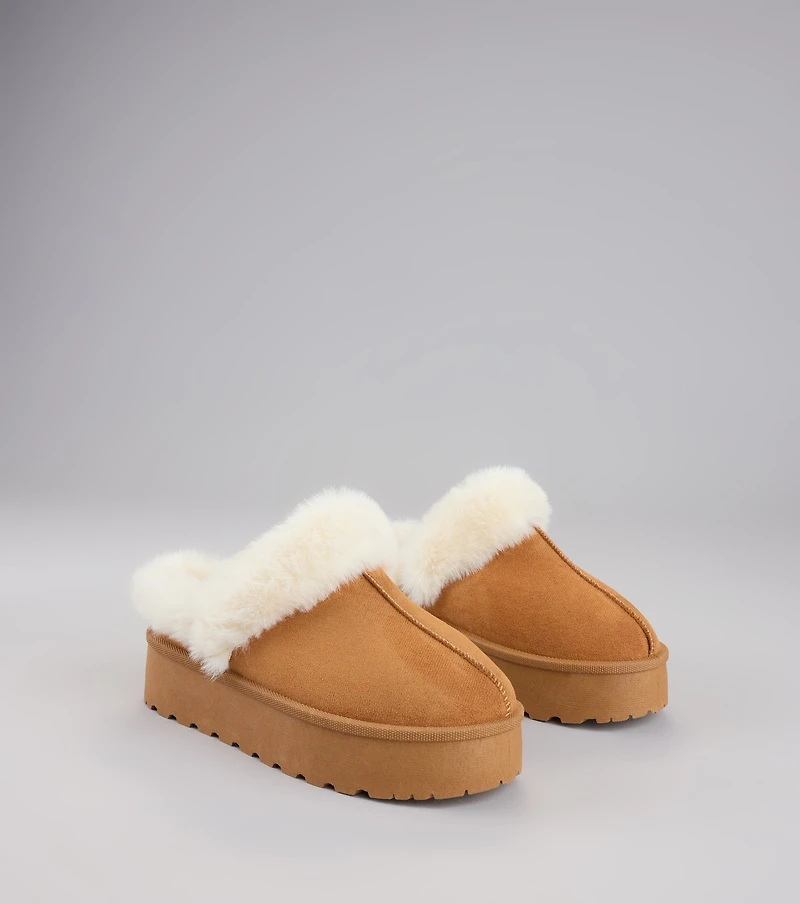 Cozy Girl Platform Faux Fur Slippers