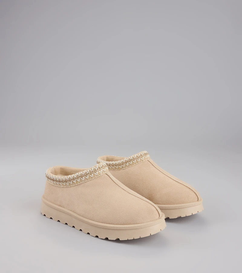 Cozy Status Faux Suede Platform Slippers