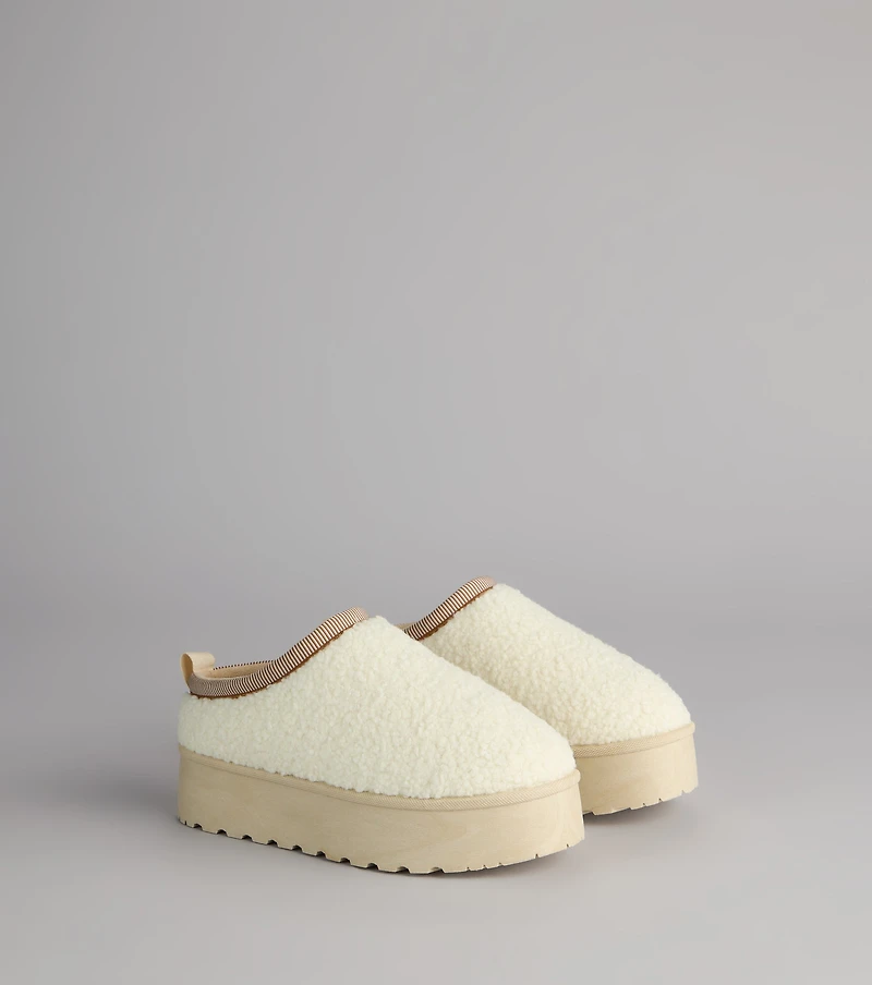 Cloud Club Faux Sherpa Platform Slippers