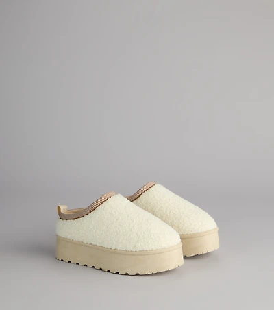 Cloud Club Faux Sherpa Platform Slippers