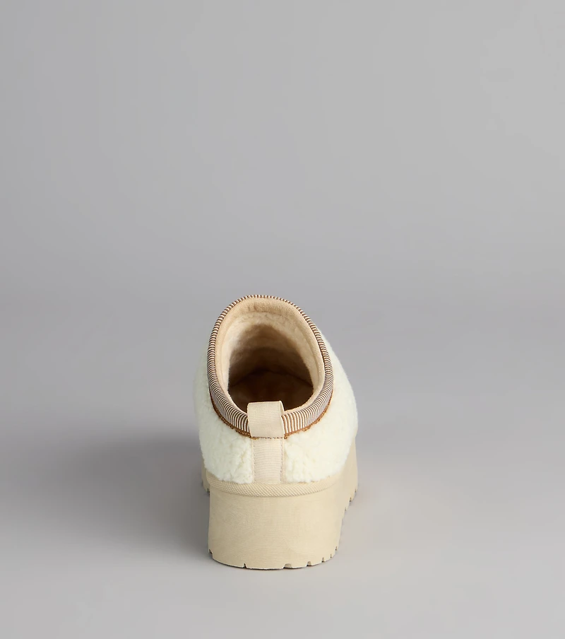 Cloud Club Faux Sherpa Platform Slippers