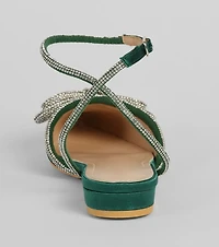 Sweet But Sassy Satin Rhinestone Bow Flats