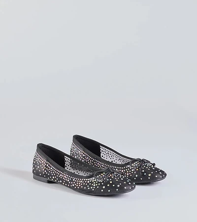 Chic Charm Rhinestone Bow Ballet Flats