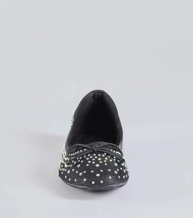 Chic Charm Rhinestone Bow Ballet Flats