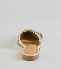 Edgy Flair Faux Leather Buckle Strap Flats