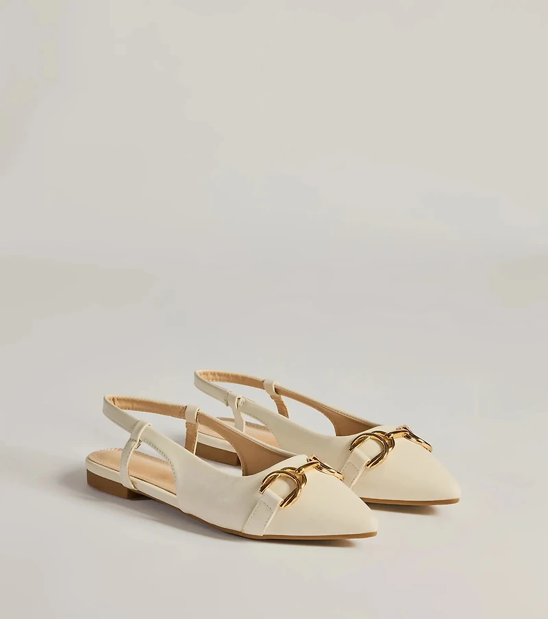 Luxe Allure Pointed-Toe Faux Leather Flats